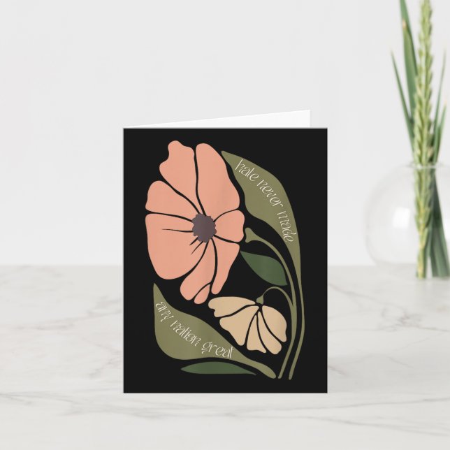 Subtle Boho Flowers Anti Trum P Liberal Protest Re Card (Front)