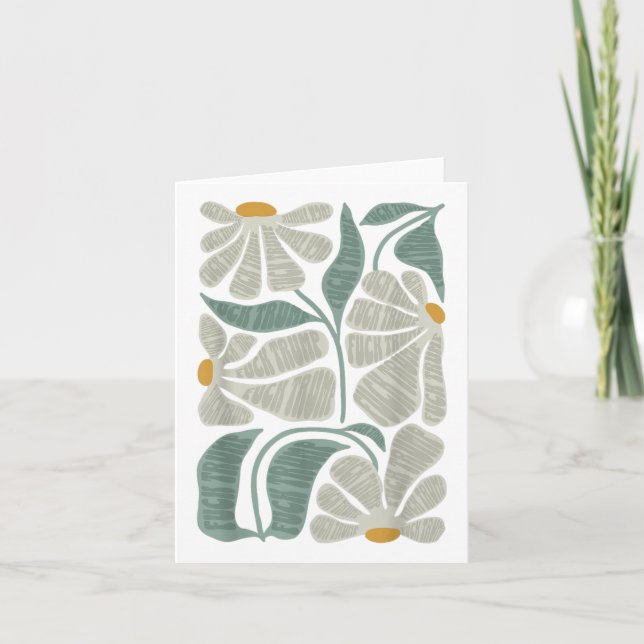 Subtle Boho Flowers Anti Trump, Kamala Harris Vote Card (Front)