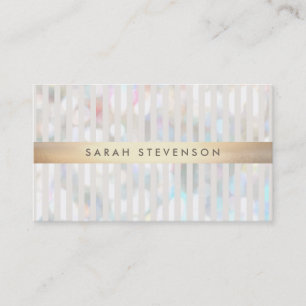 Subtle Bokeh White Stripes Gold Stripe Business Card