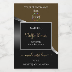 Subtle Brown Black Wavy Silver Logo Product Labels