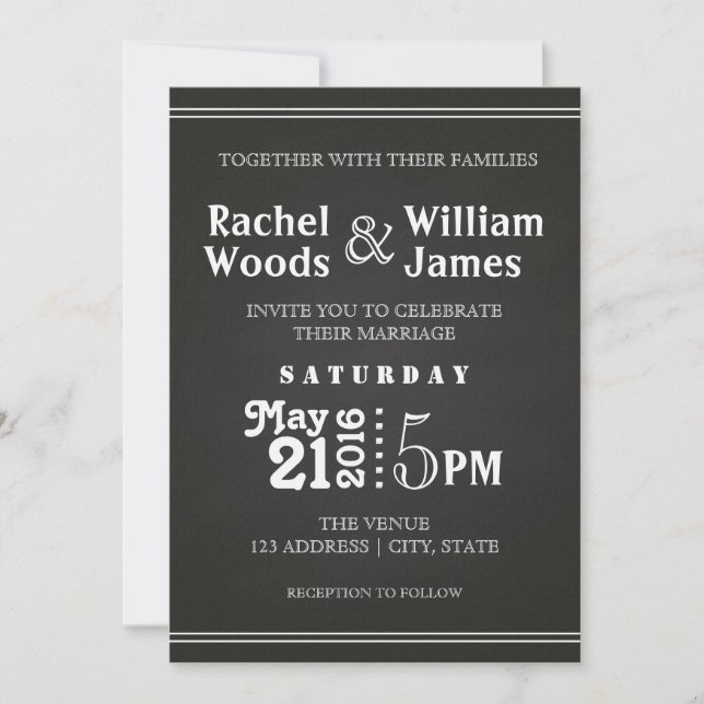 Subtle Chalkboard | Wedding Invitation (Front)
