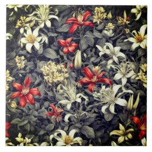 Subtle Colour Wild Honeysuckle Print Ceramic Tile