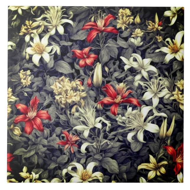 Subtle Colour Wild Honeysuckle Print Ceramic Tile (Front)