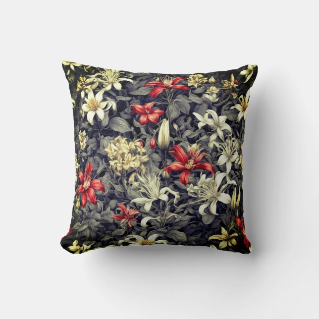 Subtle Colour Wild Honeysuckle Print Cushion (Front)