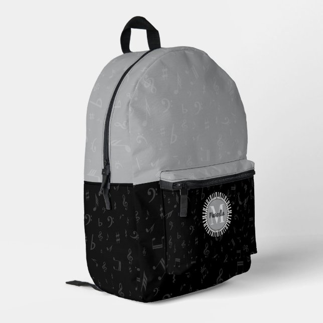 Subtle Contemporary Monogram Music Printed Backpack (Back Corner Left)