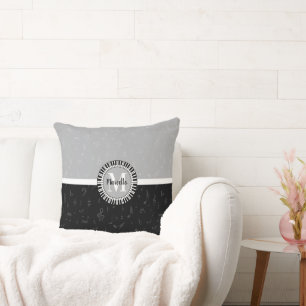 Subtle Contemporary Monogram Music Themed Cushion