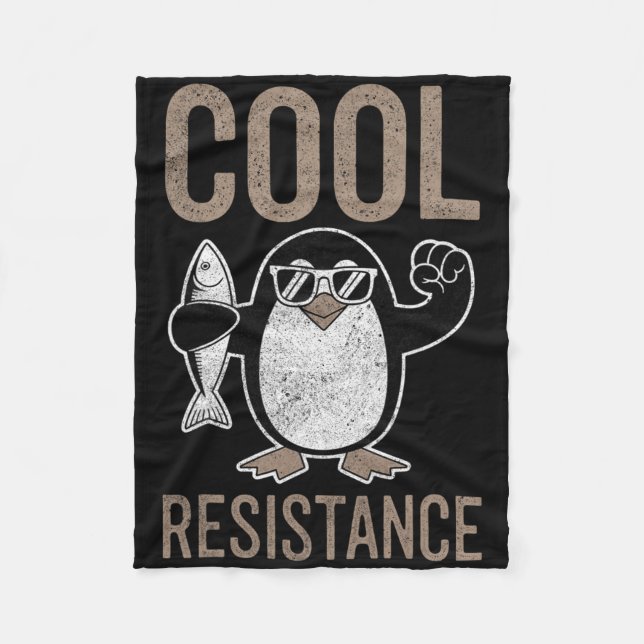 Subtle Cool Resistance Penguin Tariffs Protest Ant Fleece Blanket (Front)