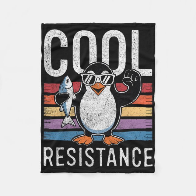 Subtle Cool Resistance Penguin Tariffs Protest Ant Fleece Blanket (Front)