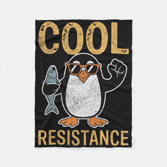 Subtle Cool Resistance Penguin Tariffs Protest Ant Fleece Blanket (Front)