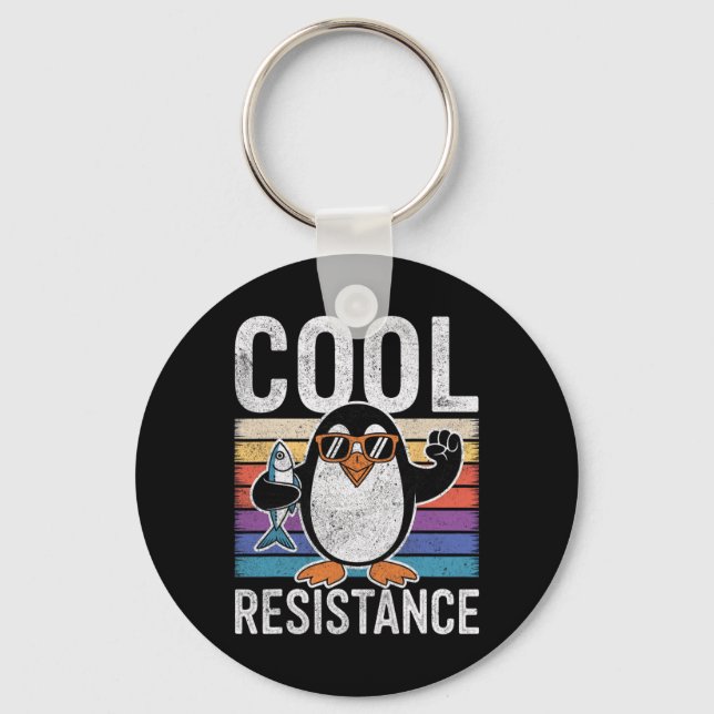 Subtle Cool Resistance Penguin Tariffs Protest Ant Key Ring (Front)