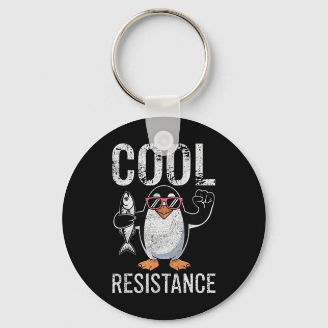 Subtle Cool Resistance Penguin Tariffs Protest Ant Key Ring (Front)