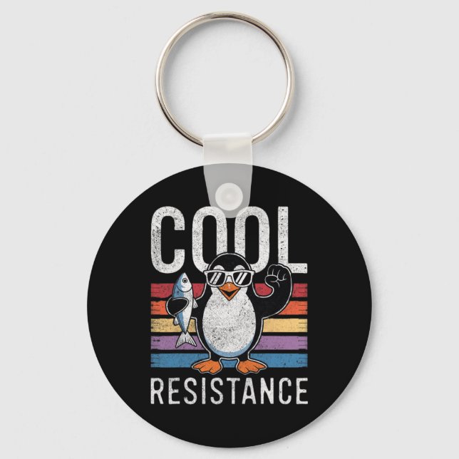 Subtle Cool Resistance Penguin Tariffs Protest Ant Key Ring (Front)
