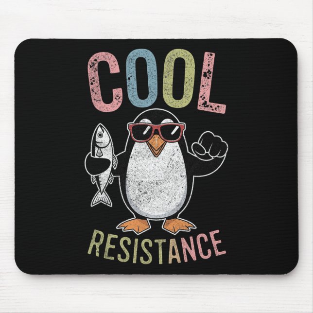 Subtle Cool Resistance Penguin Tariffs Protest Ant Mouse Pad (Front)