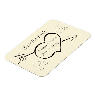 Subtle Cream Calligraphy Hearts Save The Date Magnet
