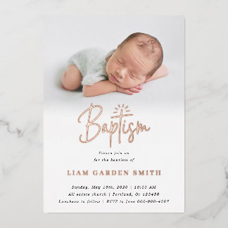Subtle Cross One Photo Baptism Rose Gold 