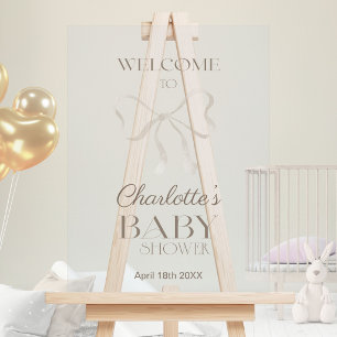 Subtle Dusty Blue Elegant Bow Baby Shower Welcome Acrylic Sign