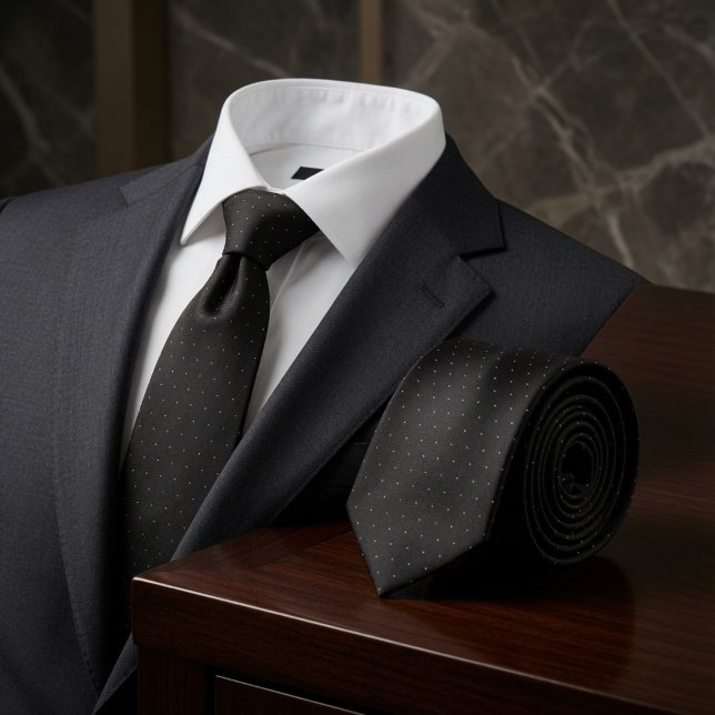 Subtle Elegant Black & Gold Micro Dot  Tie (Creator Uploaded)