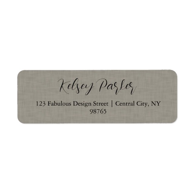 Subtle Fabric Texture Customisable Address Label Return Address Label (Front)