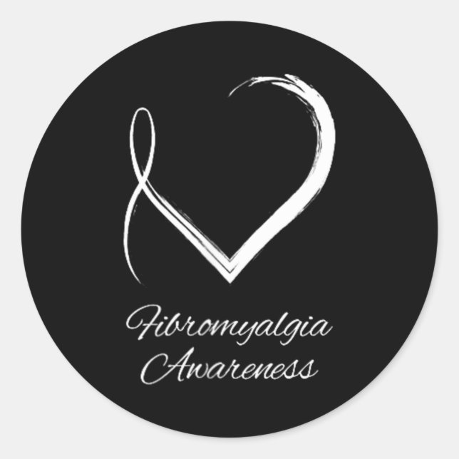 Subtle Fibromyalgia Heart Fibromyalgia Awareness Classic Round Sticker (Front)