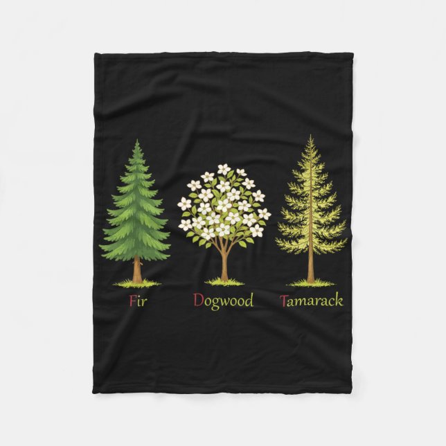 Subtle Fir Dogwood Tamarack Trees Anti Trump Natur Fleece Blanket (Front)