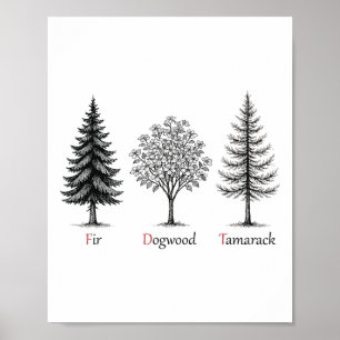 Subtle Fir Dogwood Tamarack Trees Anti Trump Natur Poster