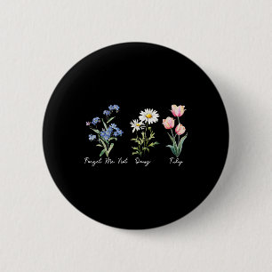 Subtle Floral 8647 Trump Flowers Forget Me Not Dai 6 Cm Round Badge