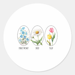 Subtle Floral 8647 Trump Flowers Forget Me Not Dai Classic Round Sticker