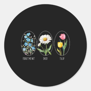 Subtle Floral 8647 Trump Flowers Forget Me Not Dai Classic Round Sticker