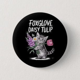 Subtle Floral Anti Flowers Foxglove Daisy Tulip 6 Cm Round Badge
