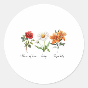Subtle Floral Anti Trump Flower Of Love Daisy Tige Classic Round Sticker
