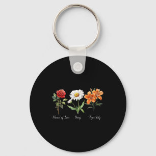 Subtle Floral Anti Trump Flower Of Love Daisy Tige Key Ring