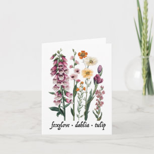 Subtle Floral Anti Trump Vintage Foxglove Dahlia T Card