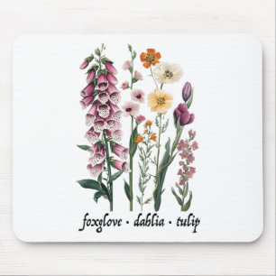 Subtle Floral Anti Trump Vintage Foxglove Dahlia T Mouse Pad