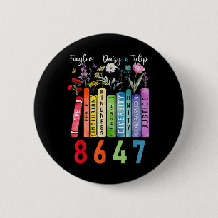 Subtle Floral Foxglove Daisy Tulip Book Lover 6 Cm Round Badge