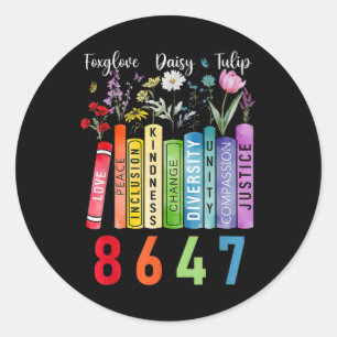 Subtle Floral Foxglove Daisy Tulip Book Lover Classic Round Sticker