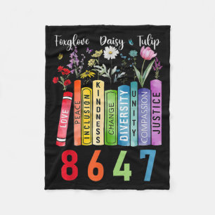 Subtle Floral Foxglove Daisy Tulip Book Lover Fleece Blanket