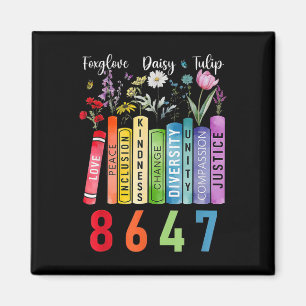 Subtle Floral Foxglove Daisy Tulip Book Lover Magnet