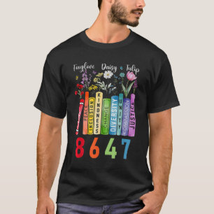 Subtle Floral Foxglove Daisy Tulip Book Lover T-Shirt
