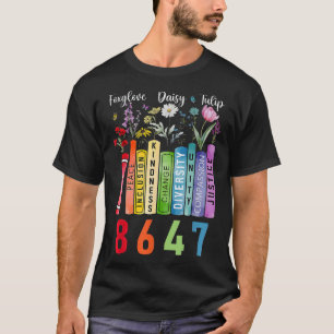 Subtle Floral Foxglove Daisy Tulip Book Lover  T-Shirt