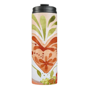 Subtle Floral Heart Thermal Tumbler