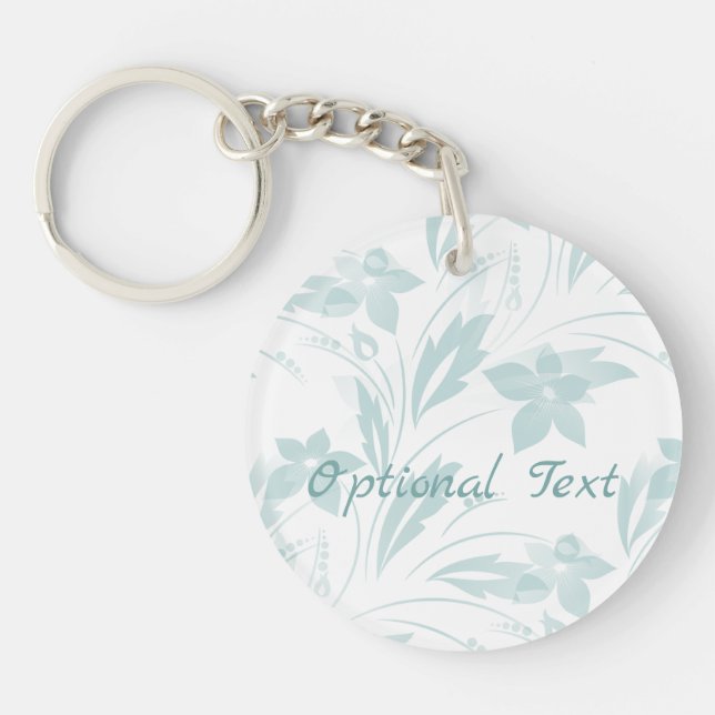 Subtle Floral in Blues Key Ring (Front)
