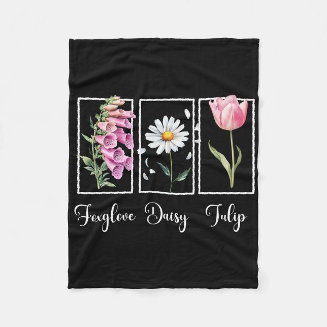 Subtle Floral Liberal Resist Protest Foxglove Dais Fleece Blanket (Front)