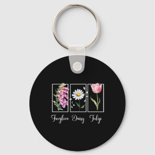 Subtle Floral Liberal Resist Protest Foxglove Dais Key Ring