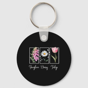 Subtle Floral Liberal Resist Protest Foxglove Dais Key Ring
