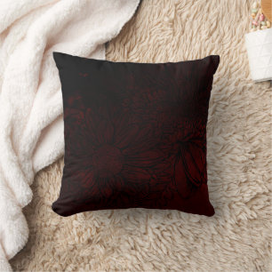 Subtle Floral on Deep Dark Burgundy Urban Grunge Cushion