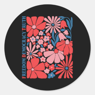 Subtle Freedom Democracy Truth Boho Floral 4th Jul Classic Round Sticker