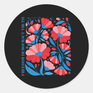 Subtle Freedom Democracy Truth Boho Floral 4th Jul Classic Round Sticker