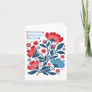 Subtle Freedom Democracy Truth Boho Floral 4th Of Card