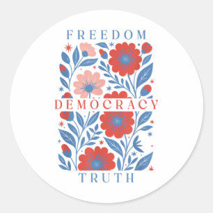 Subtle Freedom Democracy Truth Boho Floral 4th Of Classic Round Sticker