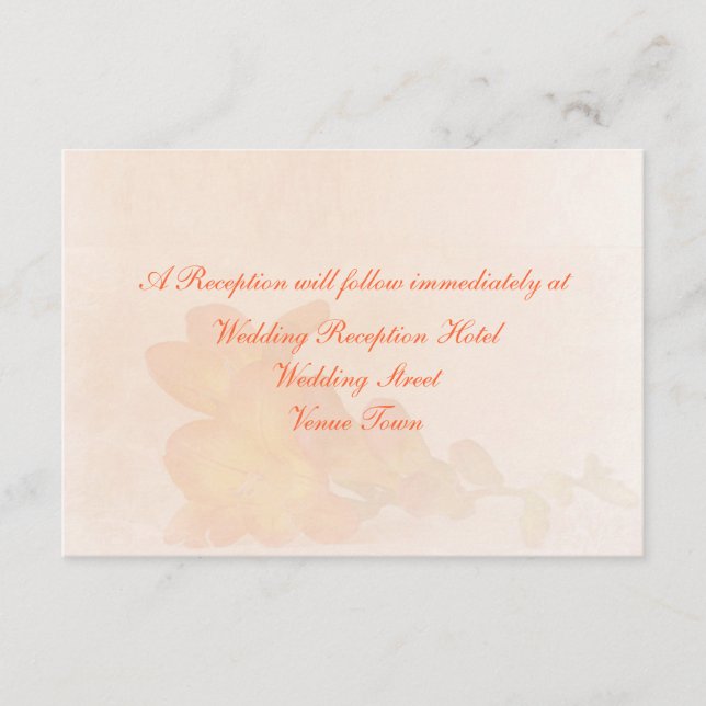 Subtle Freesia Flower Wedding Reception Enclosure Card (Front)